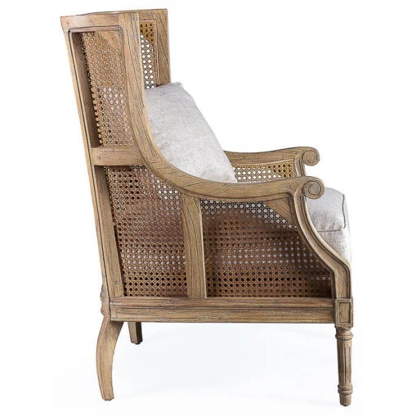 VISTA LATERAL SILLON RATTAN GONZALO artisans keen replicas tallado a mano madera maciza