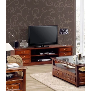 Mueble de tv 6 cajones en caoba-keen replicas-clasico